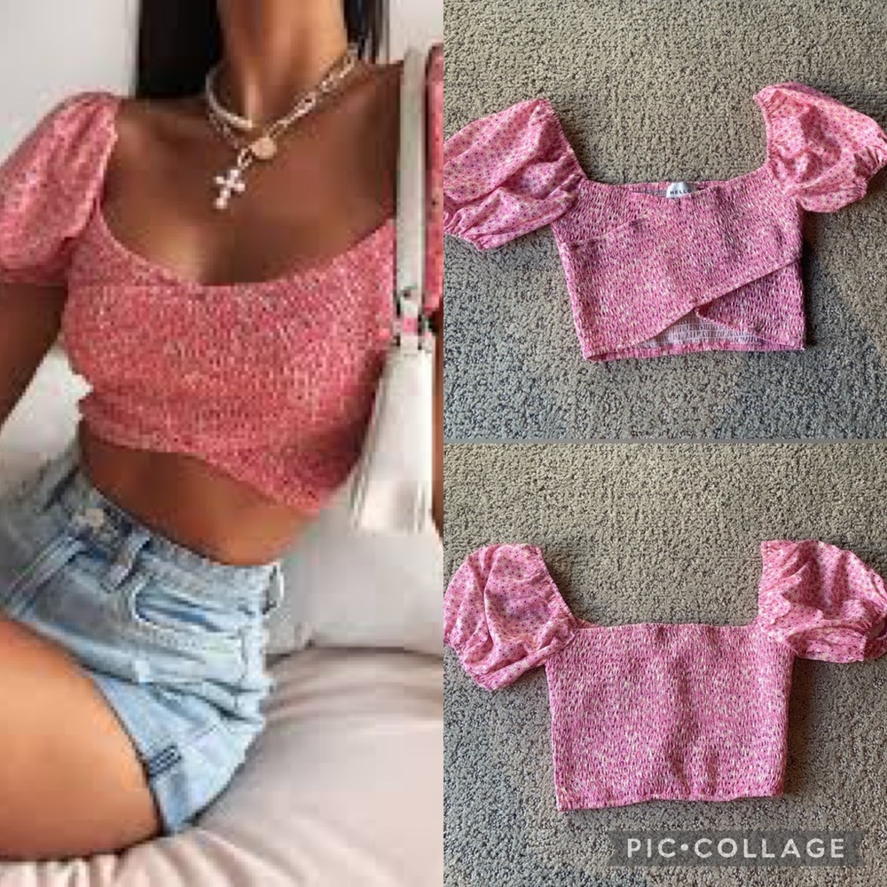 Hello Molly Puff Sleeve Crop Top